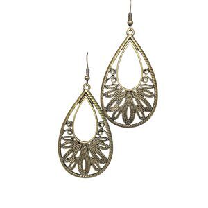 Gold Filigree Pierced Dangle Earrings GF 3 Inches